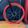 Bicicleta Vikingx Tuff X-35 Shimano 21V com Roda Laranja e Guidão Vermelho Aro 26 Azul Petróleo e Laranja