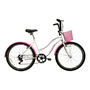 Bicicleta Dalannio Beach Retrô Aro 26 6v Feminina Branco e Rosa