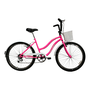 Bicicleta Dalannio Beach Retrô Aro 26 6v Feminina Rosa e Branco