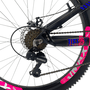 Bicicleta VikingX Tuff 25 Aro 26 Tourney 21v Preto e Rosa e Azul e Rosa