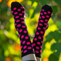 Meia Hupi Dots Preto e Rosa